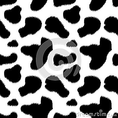 Black and white cow skin animal print seamless pattern, vector Vector Illustration