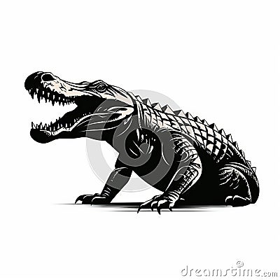 Black And White Crocodile Logo Vector Illustration Cartoon Illustration