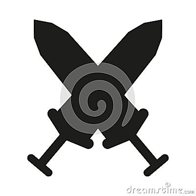 Black and white cross broadswords silhouette Vector Illustration