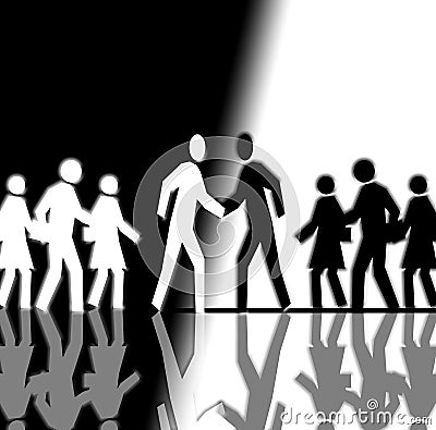 Black and White Crowd Shaking Hands Stock Photo