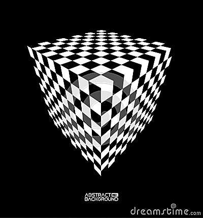 Black and white cube optical illusion vector illustration. Vector Illustration