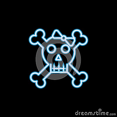 Black and white cute girl skull with a bow icon in neon style. One of Life style collection icon can be used for UI, UX Stock Photo