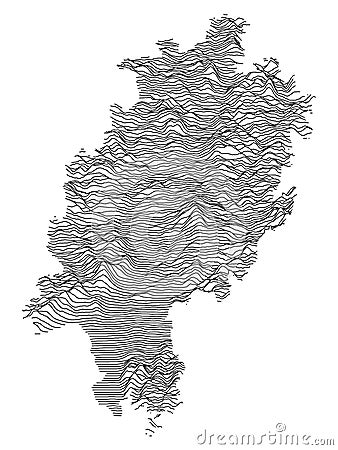 Contour Relief Map of Hesse Vector Illustration