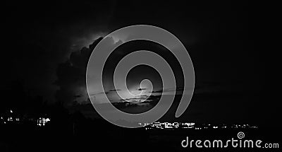 Black and White Dark Thunder Storm Clouds Landscape Stock Photo