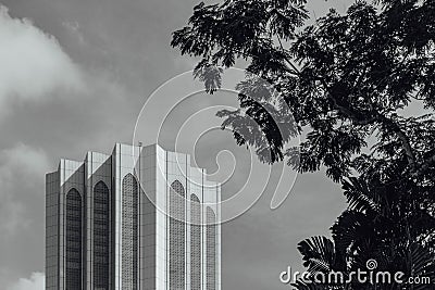 Black and white Dayabumi Complex building in the morning in Kuala Lumpur, Malaysia Stock Photo