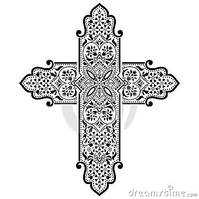 Decorative Christian Religion Cross Design Vector Illustration