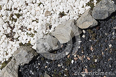 Black and White Decorative Garden Stones Stock Photo