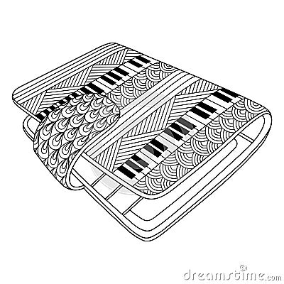 Black and white decorative pocketbook. Vector Illustration