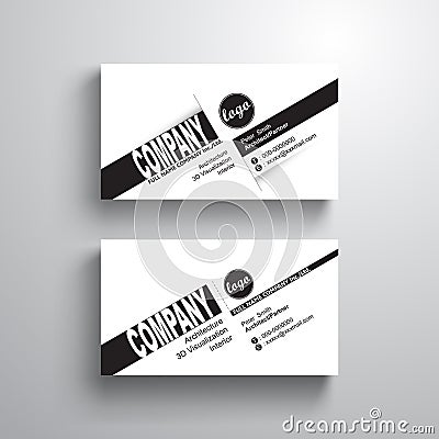 Black white design typography name card template, business card, minimalist style, vector Vector Illustration