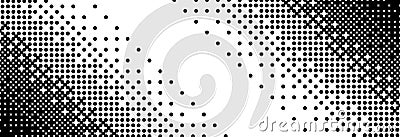 Black and white diagonal bitmap gradient texture. Slanted dithered background. Abstract pixel glitchy pattern. 8 bit Vector Illustration