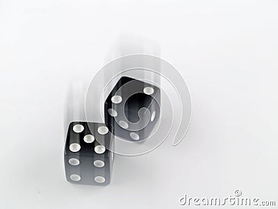 Black and white dice falling Stock Photo