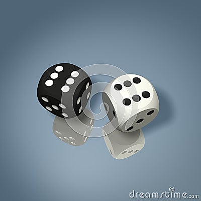 Black and white dice win combination Stock Photo
