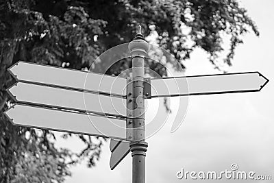 Black and White direction pole Stock Photo