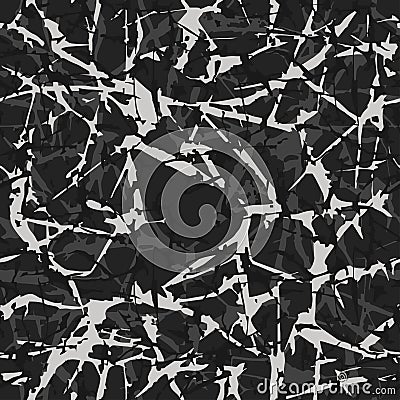 Black and white dirty seamless camouflage. Camo military grunge dry brush crack pattern. Vector Vector Illustration