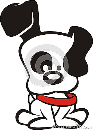 Black and white Dog Cartoon Vector Illustration