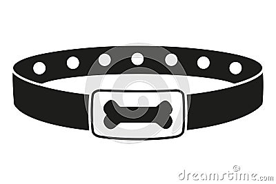 Black and white dog collar silhouette Vector Illustration