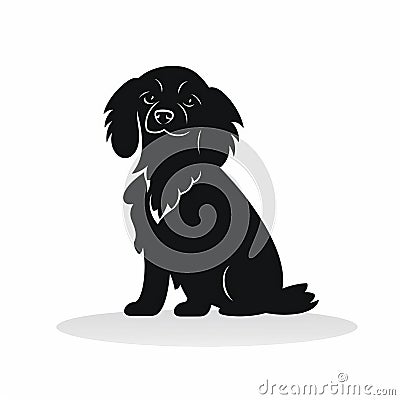Black Silhouette Dog Sitting: Personal Iconography In Emotional Expression Cartoon Illustration