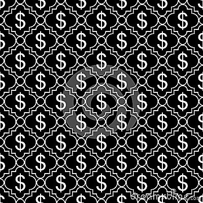 Black and White Dollar Sign Pattern Repeat Background Stock Photo