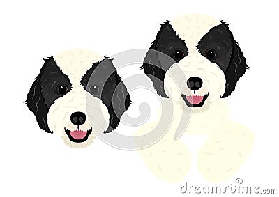 Black and white doodle dog head and peeking design Stock Photo
