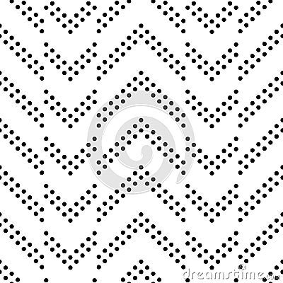 Black and white dot abstract chevron seamless pattern, vector Vector Illustration