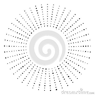 Black and white dotted circular half-tone element Vector Illustration