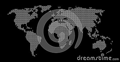 Black white dotted world map background Stock Photo