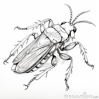 Insect Tattoo Illustration: Neotraditional Bugcore With Psychedelic Twist Cartoon Illustration