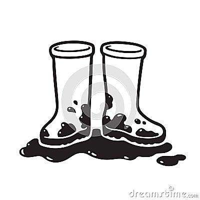 Dirty rubber boots Vector Illustration