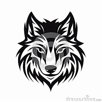 Elegant Tribal Wolf Head Logo - Bold Stencil Design Stock Photo