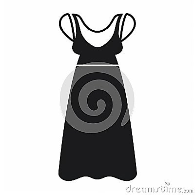 Minimalistic Black Dress Icon On White Background Stock Photo