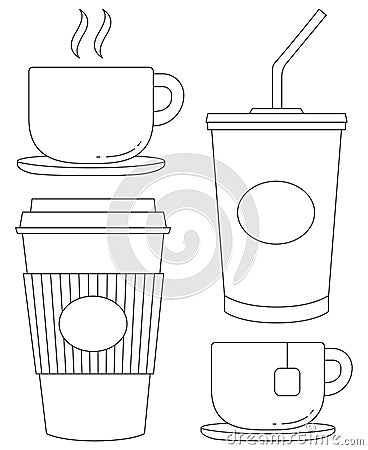 Black and white drink icon set poster Vector Illustration