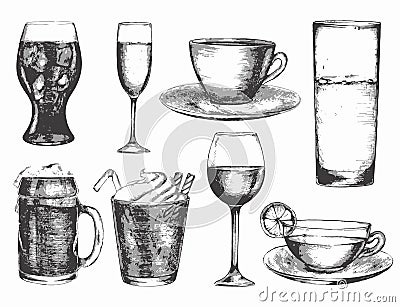 Black and white drink. Vector Illustration