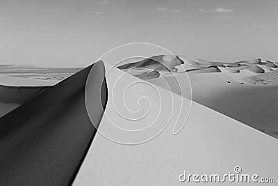 Black and white dunes in the desert Stock Photo