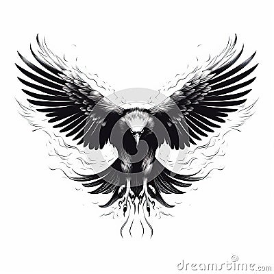 Black And White Eagle Tattoo Design For Man, Woman, And Child Stock Photo