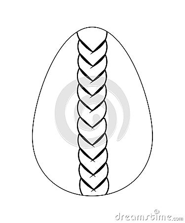 Black and white egg icon decorated with rope. Flat style. Egg isolated on white background Stock Photo