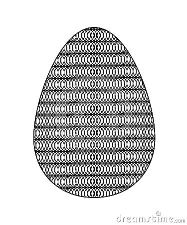 Black and white egg icon in flat style. Egg isolated on white background decorated with grid Stock Photo