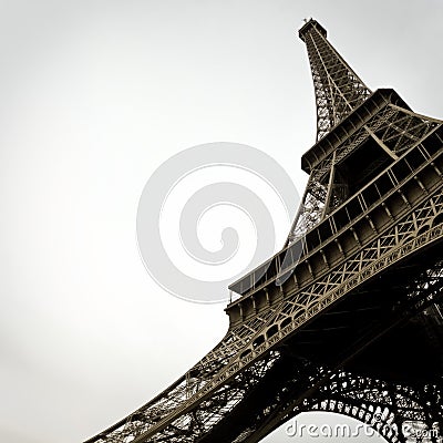 Black and White Eiffel Tower in the City of Paris France Stock Photo