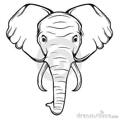 black and white elephant head logo illustration Stock Photo