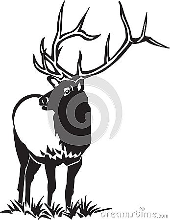 Black and White Elk Illustration Vector Illustration