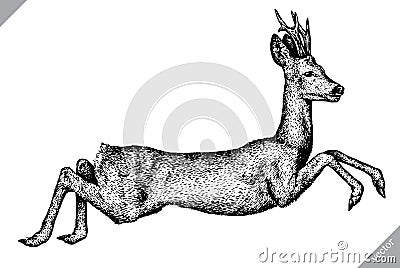 Black and white engrave isolated deer vector illustration Vector Illustration