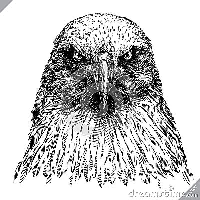 Black and white engrave isolated eagle vector illustration Vector Illustration