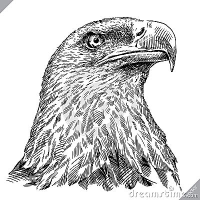 Black and white engrave isolated eagle vector illustration Vector Illustration