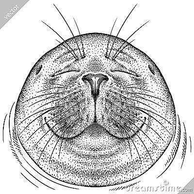 black and white engrave isolated seal vector illustration Vector Illustration