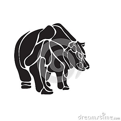 Black and white engrave isolated vector bear Vector Illustration