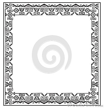 Black And White Ethnic Frames Vector. Tribal Vector Frame. Navajo Stile Frame. Vector Illustration