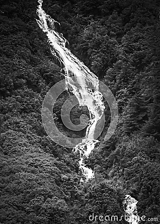 Black and White Falling River Stock Photo