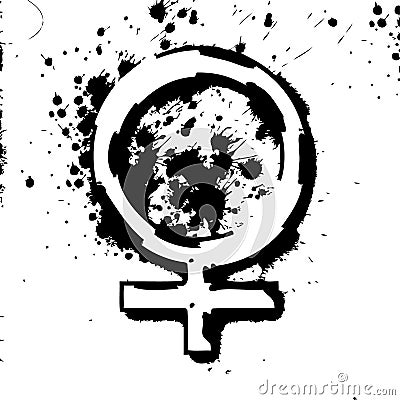 Black and white Female woman sign splatter Stock Photo