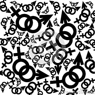 Black and white feminine and masculine signs Vector Illustration