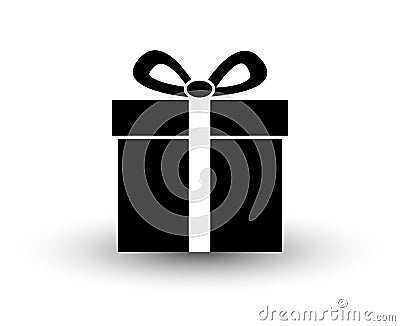 Black and white flat gift present icon vector illustration with Vector Illustration