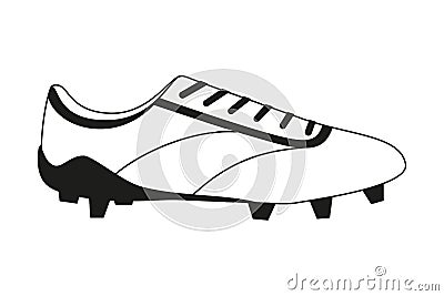 Black and white flat soccer boots. Vector Illustration